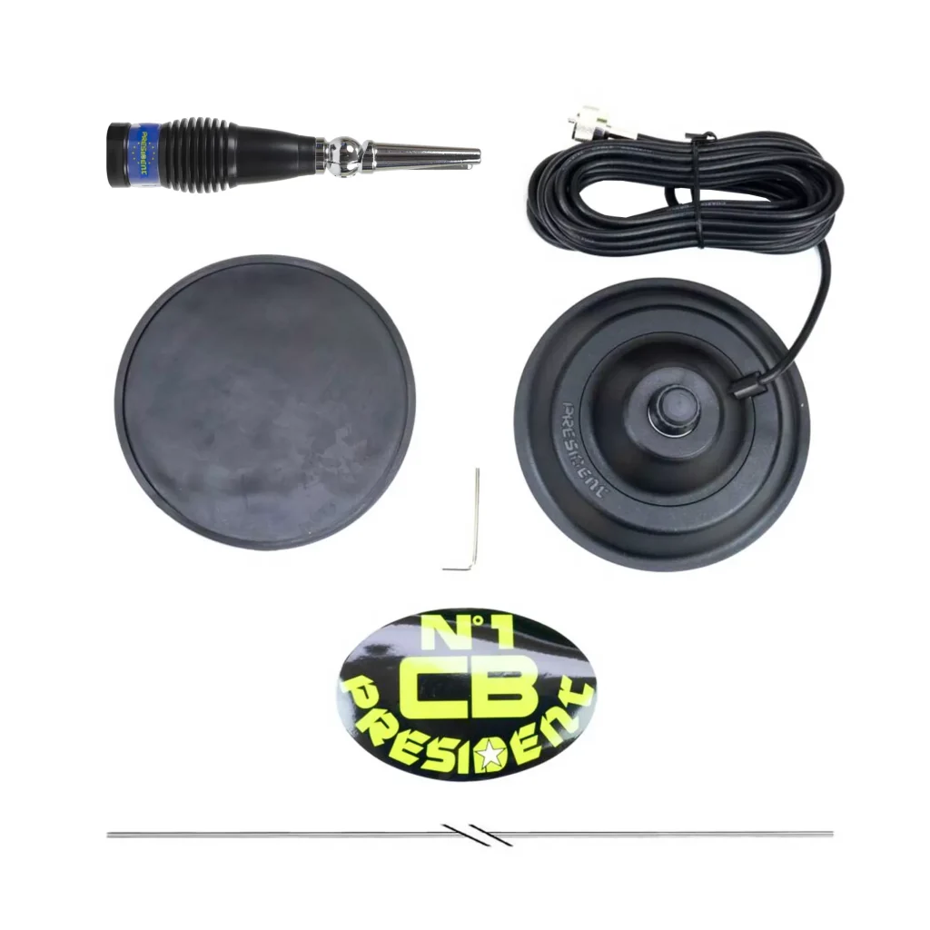 Antena radio CB President MLA-145 158CM 500W 26-28MHz cu inclinare la 90 de grade si magnet inclus