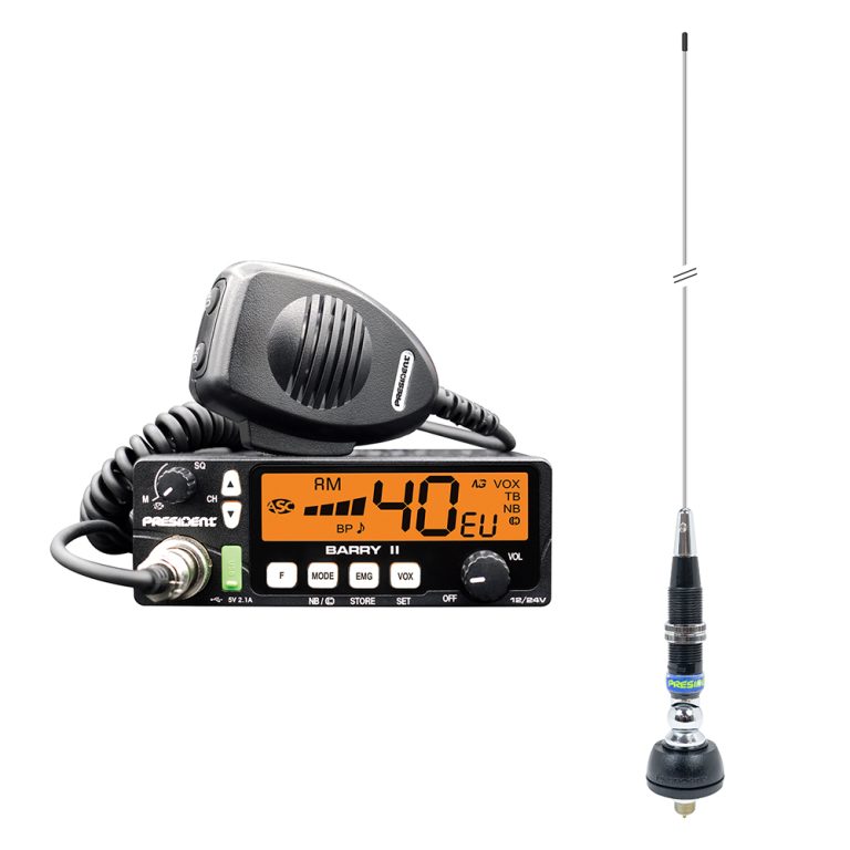 Kit Statie radio CB President BARRY II,12V/24V si Antena CB President Iowa dayov