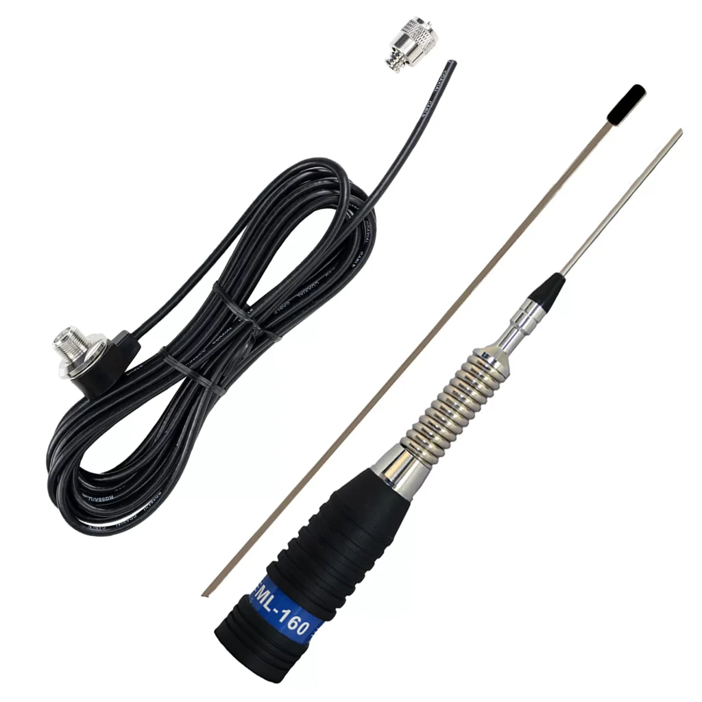 Antena statie radio CB PNI ML160,145 cm si cablu de legatura PNI T601 cu lungimea de 4 metri pentru montaj pe suport fix