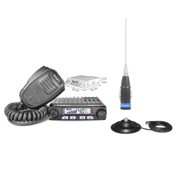 Kit statie radio CB Avanti Supremo II+Antena Megawat ML145 cu magnet