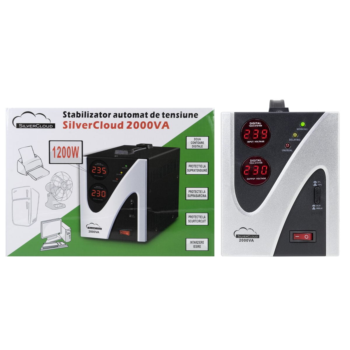 Stabilizator de tensiune SilverCloud 1200W dayov