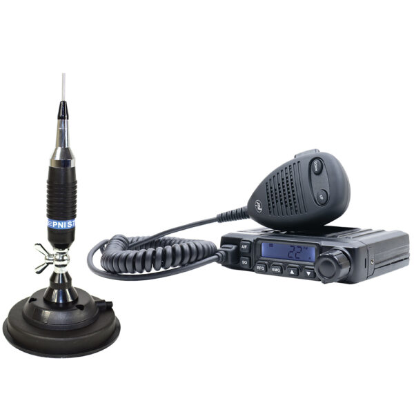 Kit statie radio CB HP 6500 ASQ +Antena CB S75 cu magnet