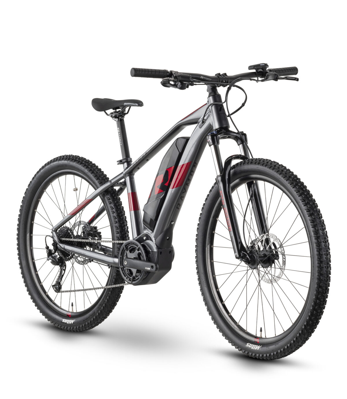 Bicicleta Electrica Raymon HardRay E 3.0 - 27.5 Inch, M, Gri-Rosu